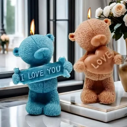Silikonová forma na mýdlo a svíčky - Medvídek I LOVE YOU